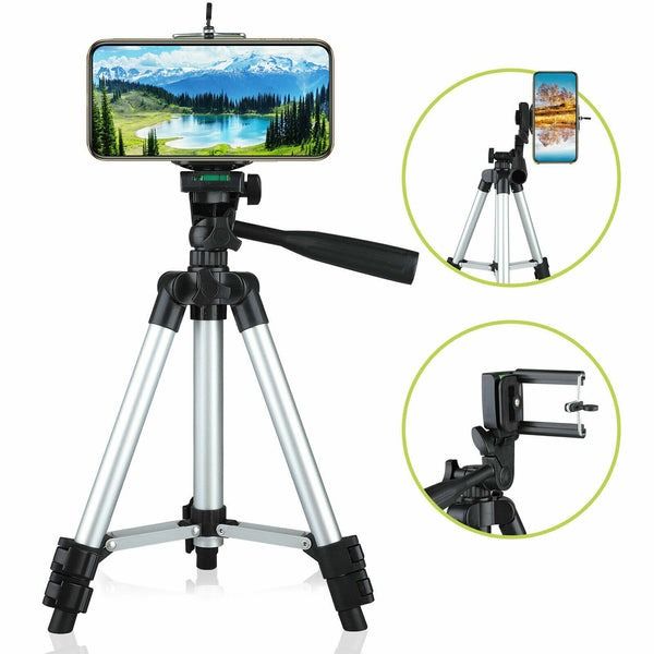 Professional Camera Tripod Stand Holder Mount for iPhone Samsung with Carrying Bag